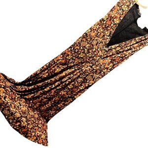 Peruvian Connection Floral Maxi Dress XS Sleeveless V-Neck Fall Colors